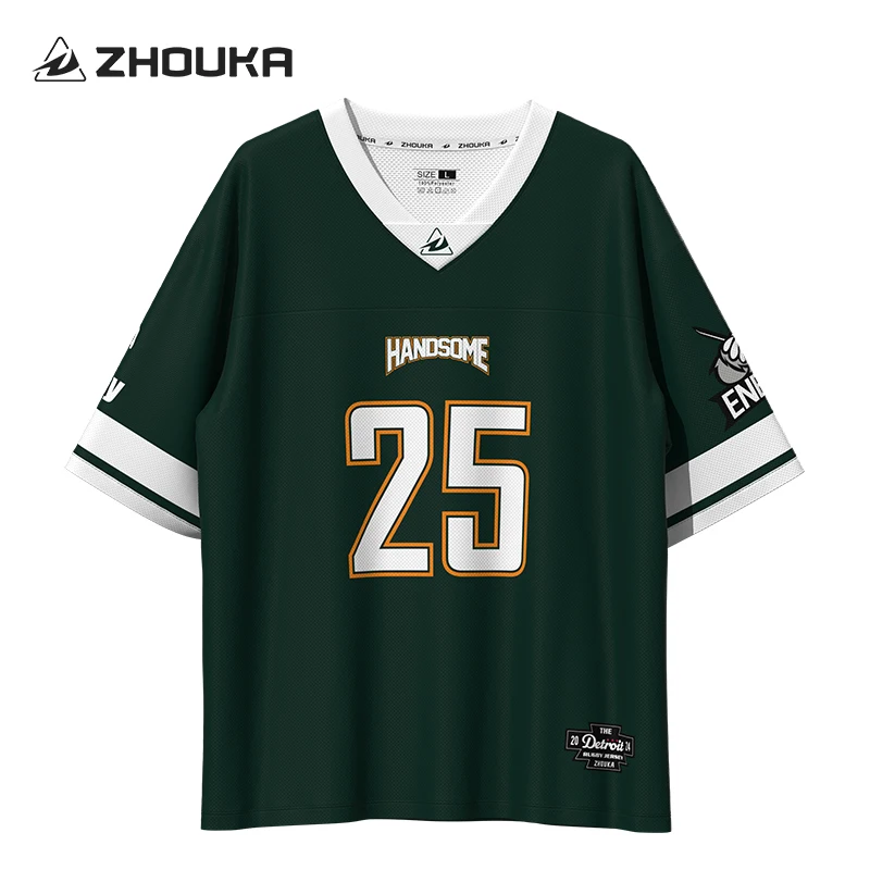 [ADD SEOUL] ★V-NECK SPORTS JERSEY TOP Custom Design Fashion Streetwear V-Neck Cropped Shirts