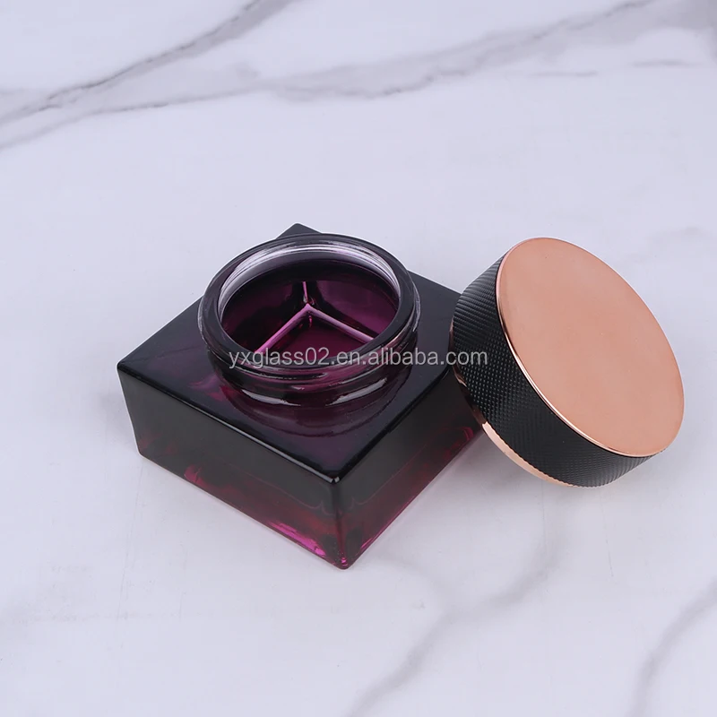 Luxury Innovative design fashion style cosmetic glass bottle set skincare cosmetic packaging square glass container details