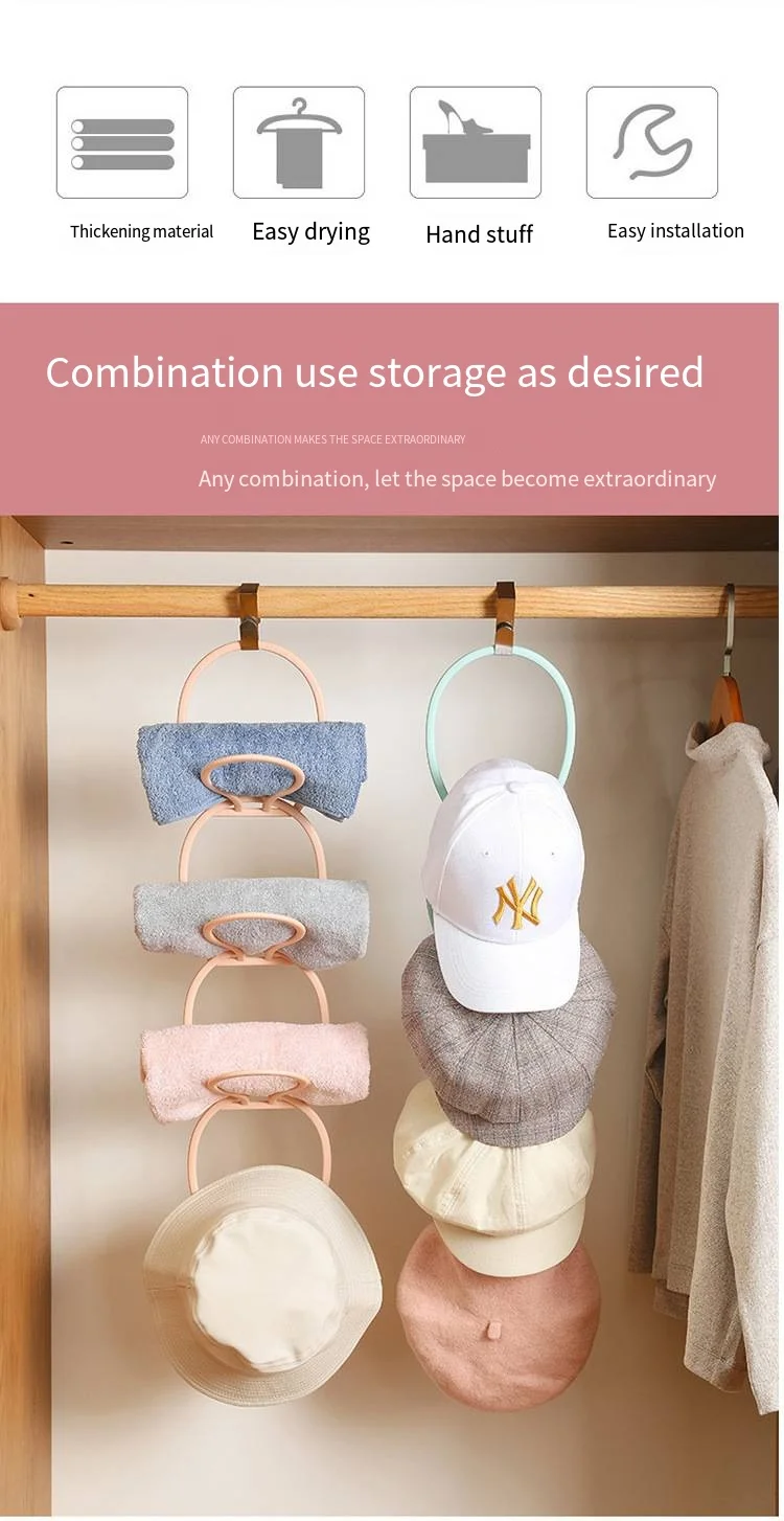 Multifunctional cabinet door hat storage artifacts drying rack Hanging hat storage rack dormitory scarf bag hook details