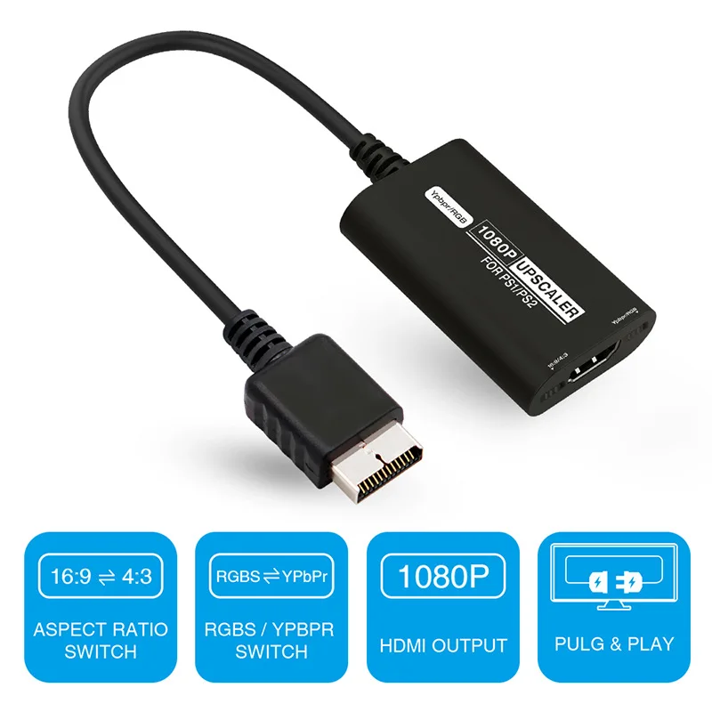 Laudtec LX304 High Definition Gaming Accessories with Easy to use plug and play 1080P video adapter For PS1 PS2 factory