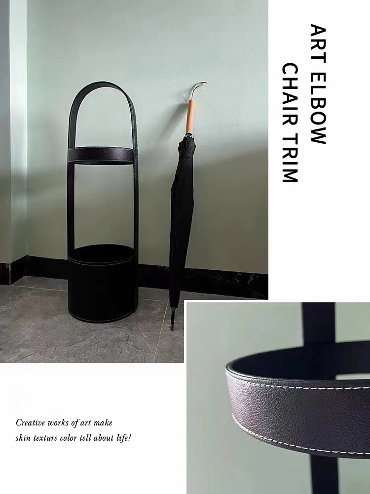 Оптовая продажа высокая круглая креативная стойка для зонтиков металлические кожаные подставки уникальные декоративные