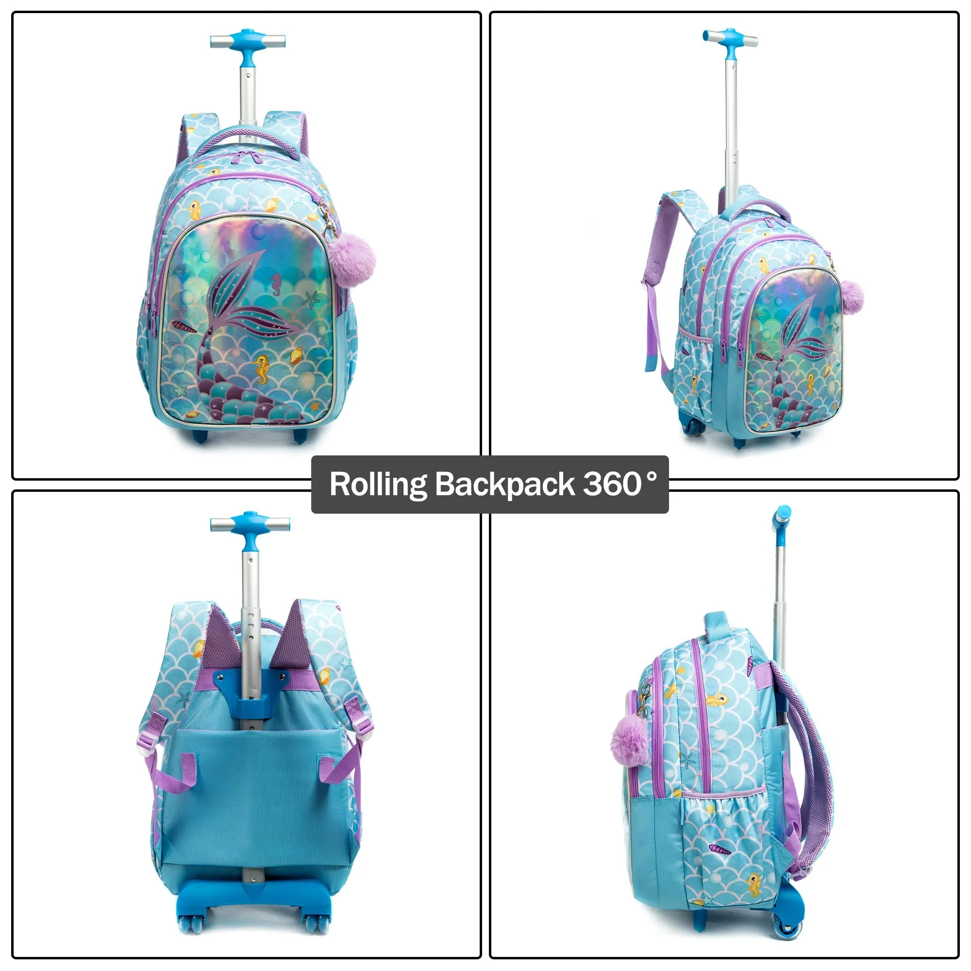 Custom Backpack Girls School Trolley Bag With Shoulder Strap Kids ...