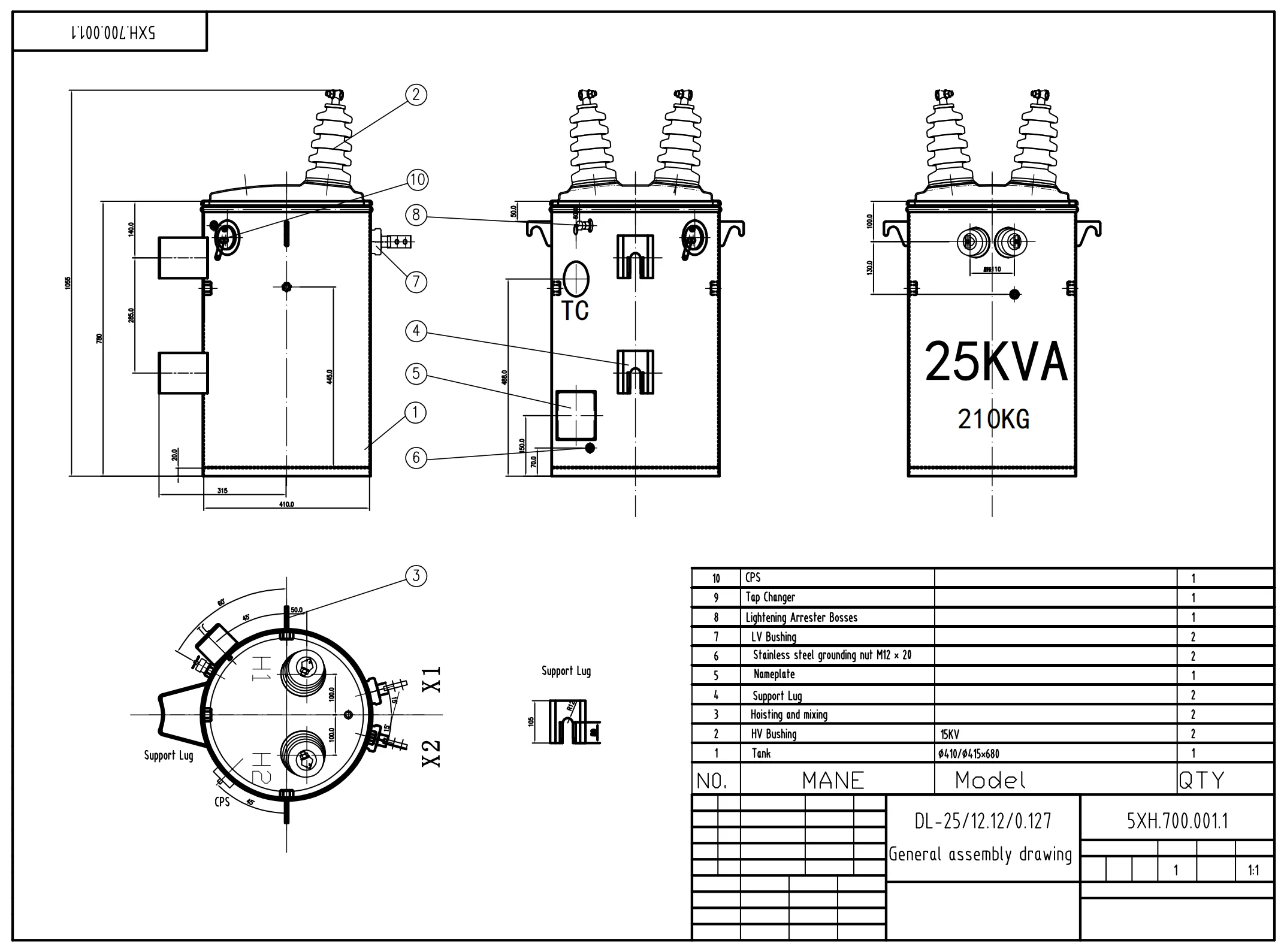 Factory ANSI Standard Single Phase Oil Immersed Transformers 50KVA 250KVA 13.8KV Pole Mounted Transformer Power Transformer supplier