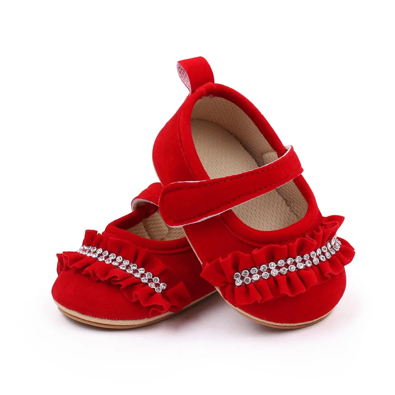 Rhinestone Design Soft TPR Outsole Prewalker Baby Girl Shoes Baby Walking Shoes for Girls manufacture
