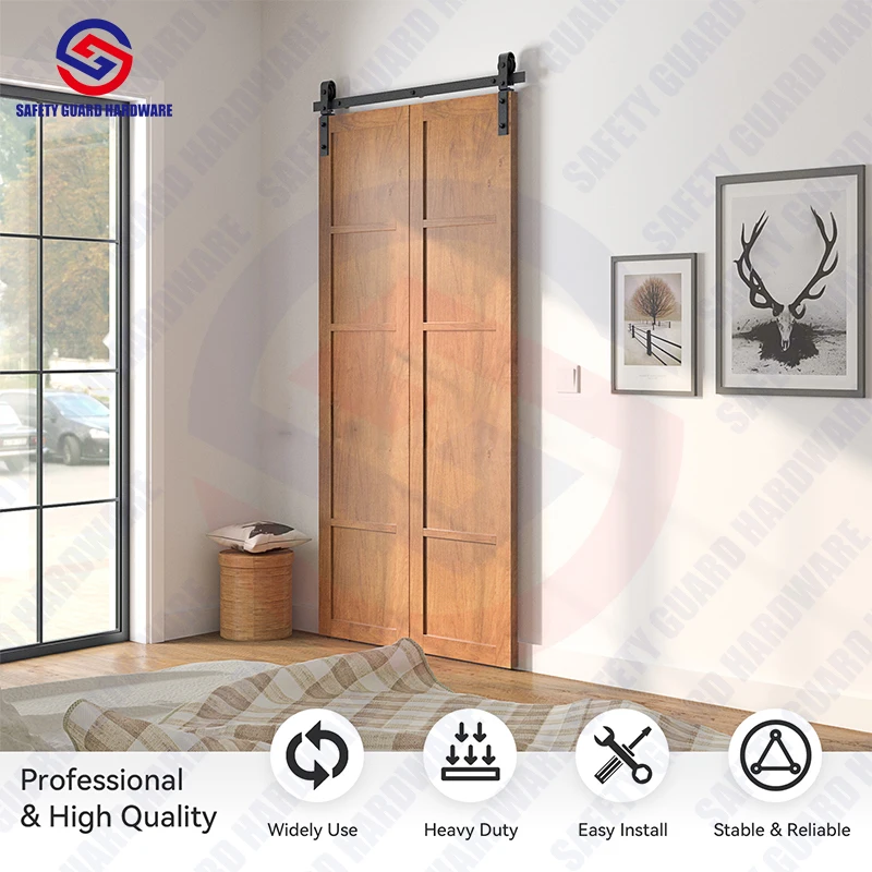 Customizable Bi-folding Design Wall Mount Single Double Wooden Doors Barn Door Hardware Kit Sliding Door Hardware Kit