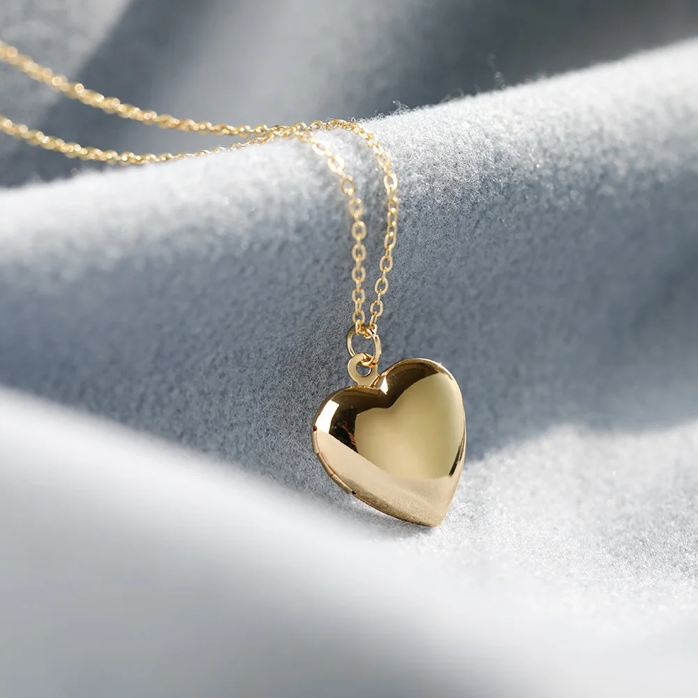 Fashion Simple Smooth Love Jewellery Pendant Necklaces Heart Lockets for  Photos Pendant Necklace With Photo