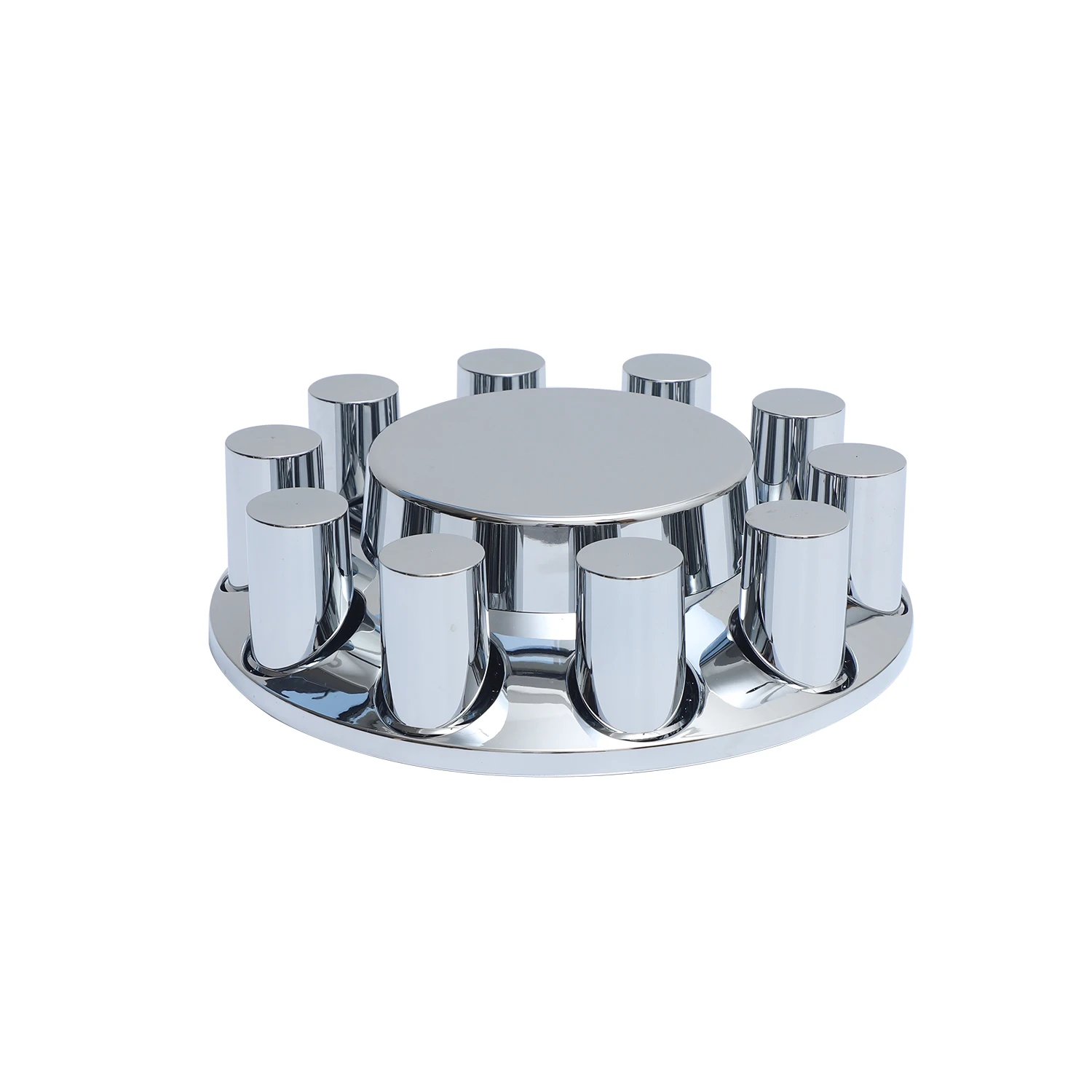 Truxpro Flat Top Chrome Abs Front Axle Cover Kit Hubcaps With