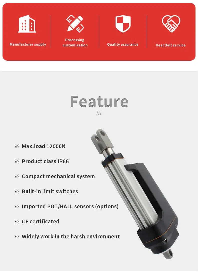 Heavy Duty 12000n Electric Vertical Actuator Ip66 12v 24v Motor With ...