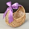 Basket+white ribbon+dark purple net