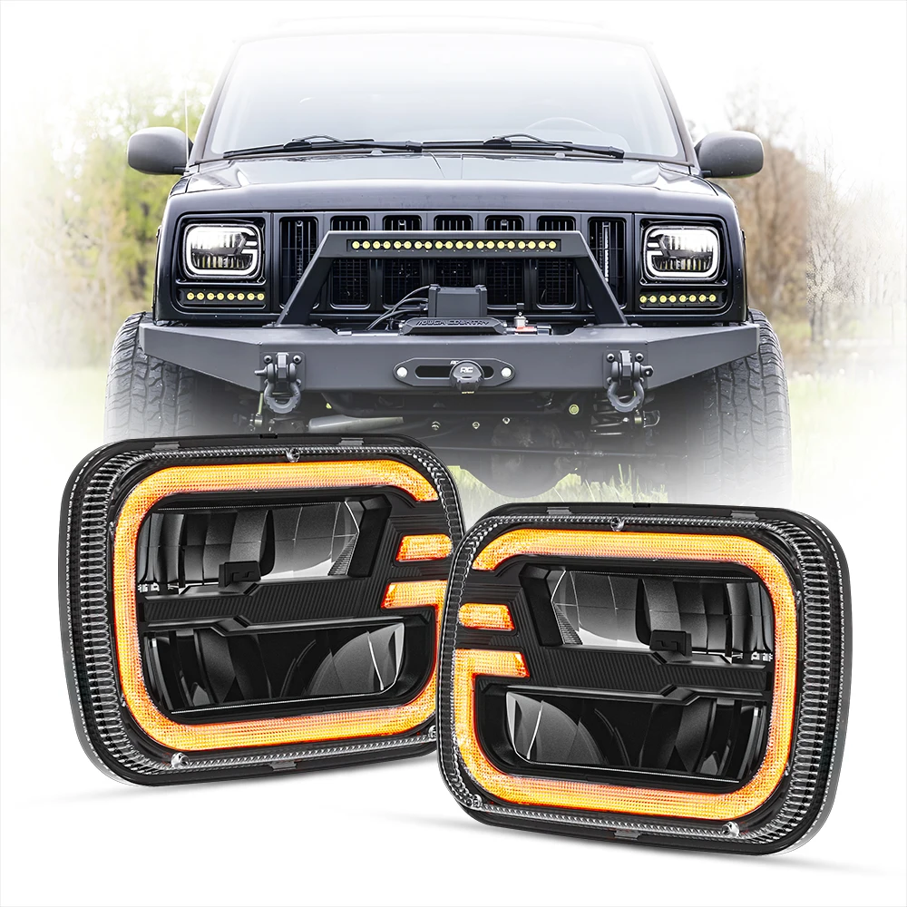 5x7 LED Headlight 7x6 LED Headlight Reflector Plug And Play H6054 H5054 HI / LO Sealed Beam Dot