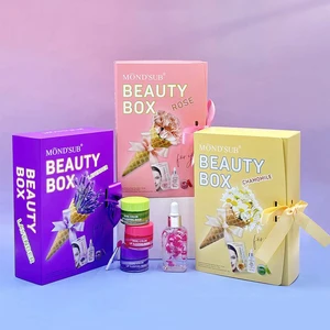 Private Label Organic Skincare Coreano Moistuizing Face Lip Care Set 3Pcs Gift Box Petals Soothing Brightening Skin Care Set