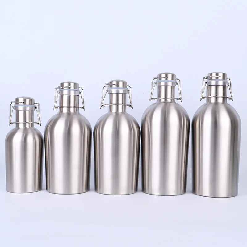 304 Stainless Steel Double-Layer Vacuum Insulated Beer Jug with Swing Lid Modern Design New Creative Export Wine Barrel Jug