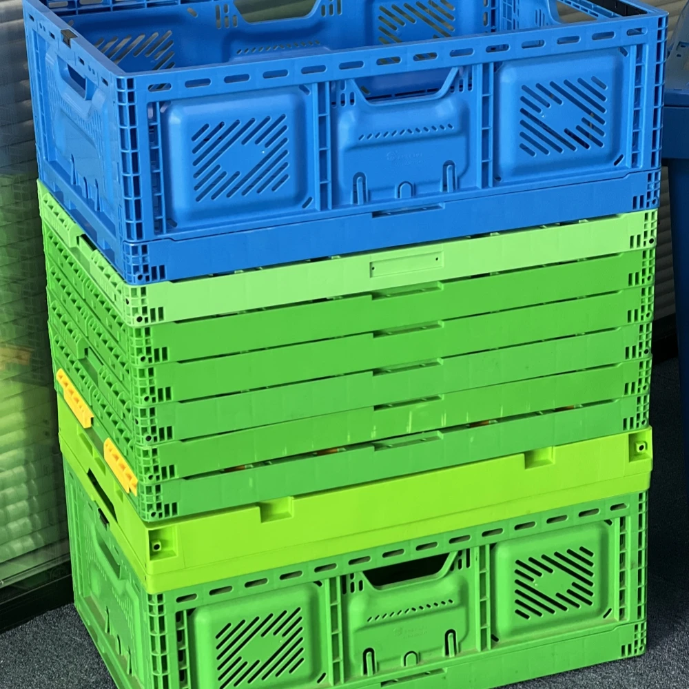 High Quality Collapsible Plastic Fruit Crates Stackable Harvest Basket Crate Storage Moving Box Plastic Foldable Crate