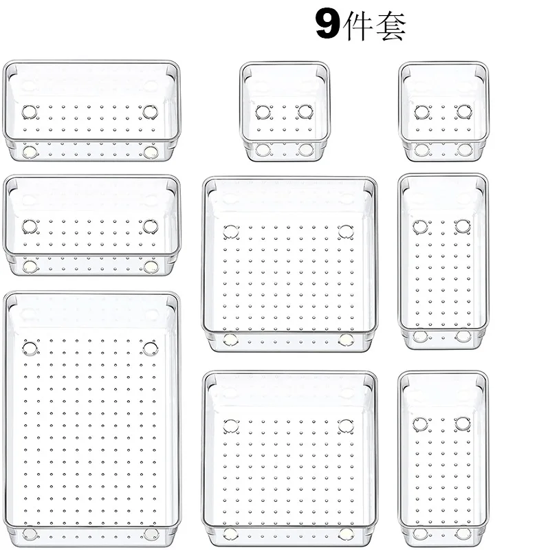 Bathroom Drawer Desk Makeup Drawer Storage Box  Clear Plastic Organizer Box