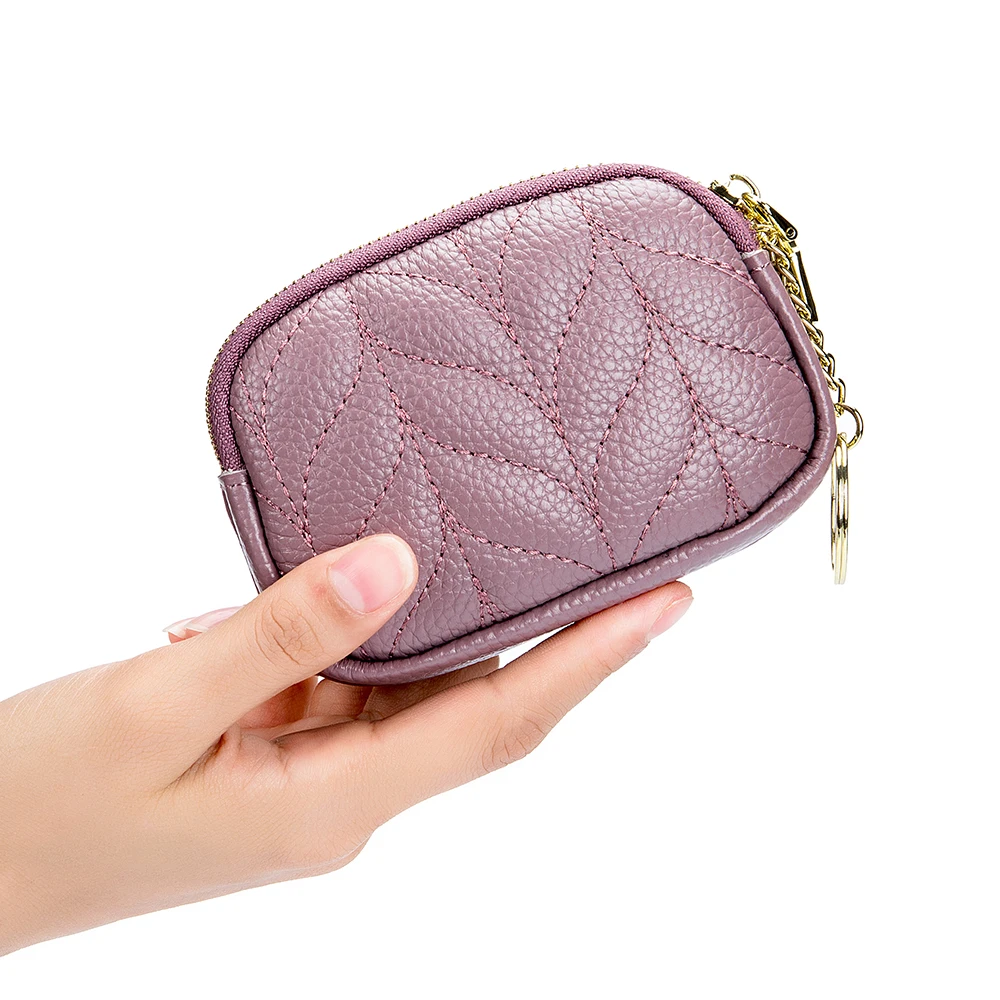 Wholesale Custom Real Leather Coin Wallet Pouch Bag Women Coin Purse Zipper  Small Mini Coin Purse with Wristlet From m.