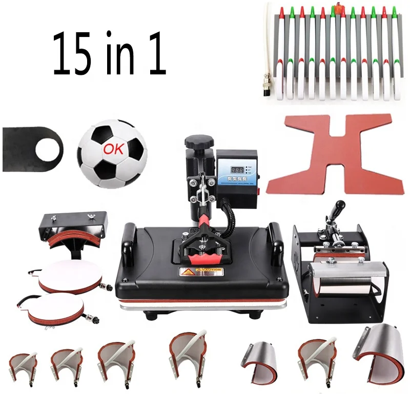 Amazon.com: VIVOHOME Actualización 5 en 1 Combo multifuncional Swing Away  Clamshell impresión sublimación máquina de transferencia de calor para  camisetas, sombreros, tazas, platos, 15 x 12 pulgadas, rojo y negro : Arte  y Manualidades