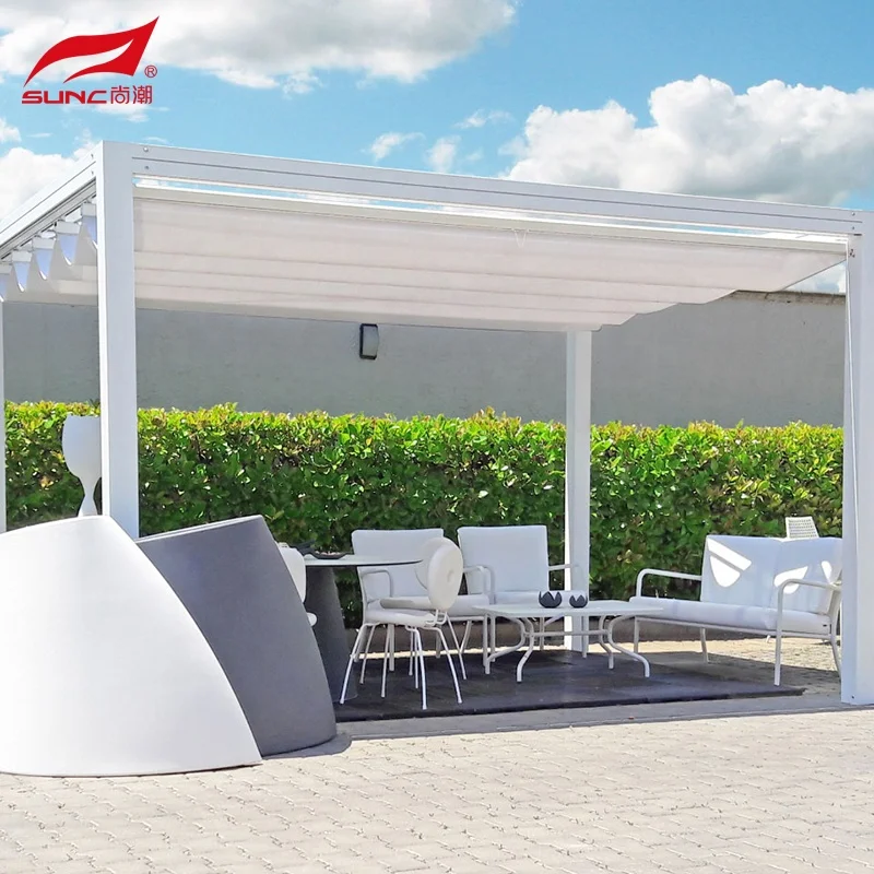 Waterproof Custom Motorized Outdoor Pergola with Side Retractable Roof Aluminum Modern Bioclimatic Retractable Pergola