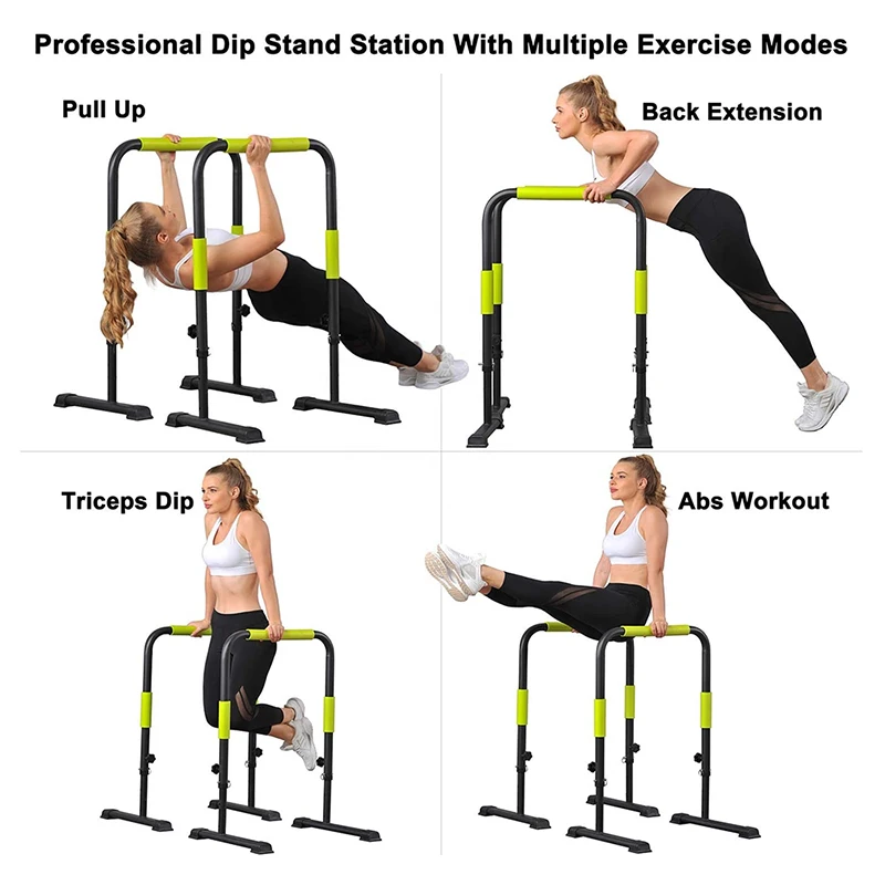Adjustable Height Pull Up Bar Fitness Workout Self Standing Dip Bar