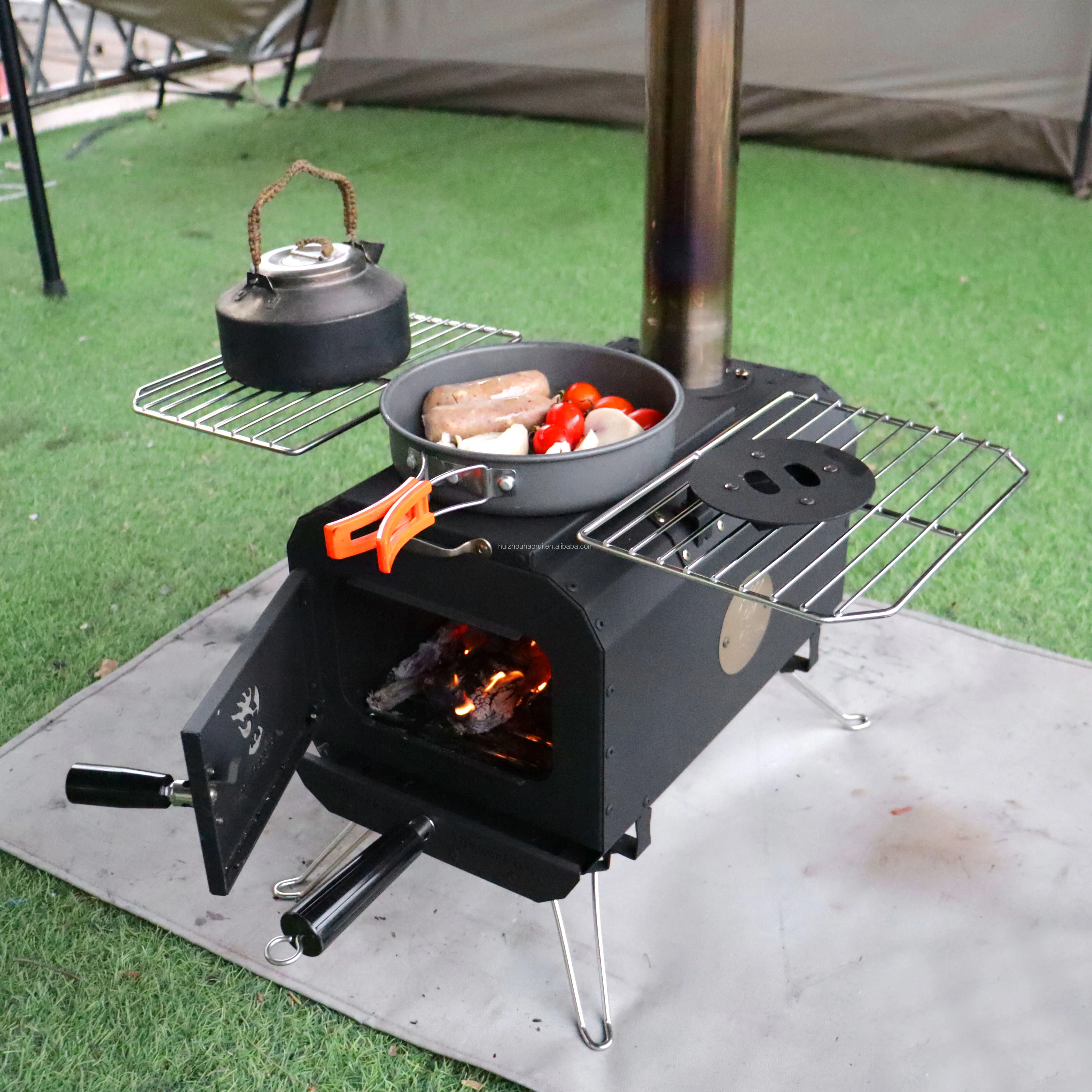 Tragbares Outdoor-Camping zelt aus Kohlenstoffs tahl Holzofen Multifunktion  aler Zelt heizofen