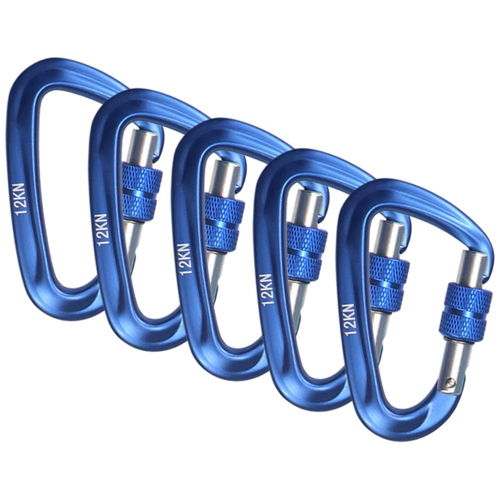 BT-L17 Black 12KN Aluminum Rock Climbing Safety Carabiner D Shape Locking Screw Carabiners