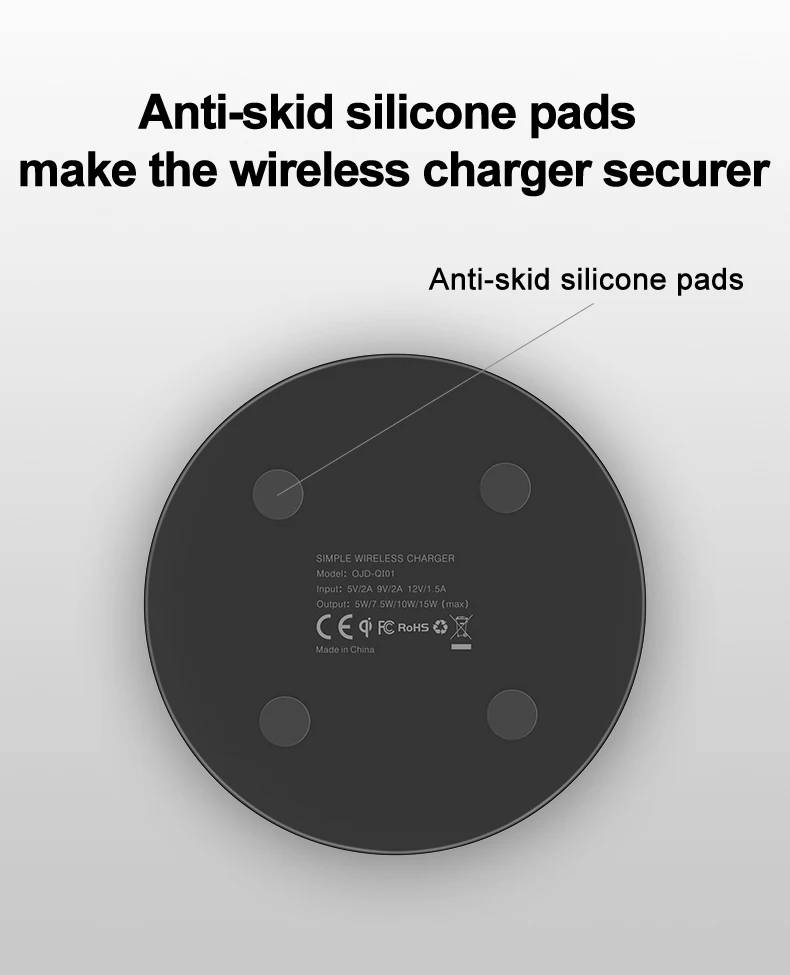 High Quality Qi Certified Mobile Phone Charger Portable 10w 15w Fast