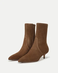 Factory Direct Winter Autumn Women Brown Suede Ankle Boots Pointed Toe Kitten Heel Custom Logo Office Casual Wholesale OEM ODM