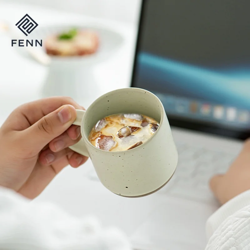 product fenn wholesale vintage style matte beige clay cups ceramic mug custom stoneware mug speckled seasome ceramic coffee gift mug-62