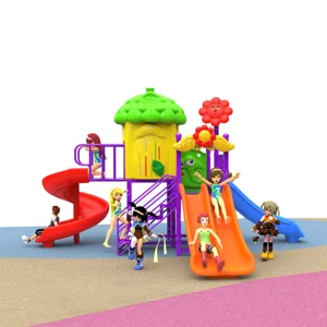 Children Colorful Plastic Paradise Outdoor Playground Slide Cartoon Playhouse