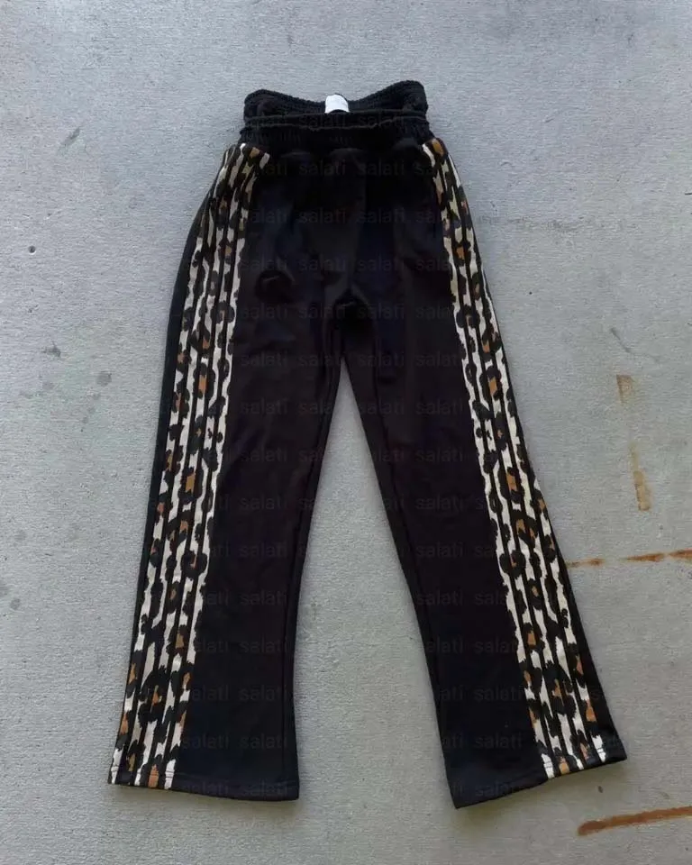 Salati Custom Sweat Jogger Pant 500 Gsm Leopard Striped Print Heavy Triple Double Waist Straight Leg Baggy Flared Sweatpants Men gallery 3
