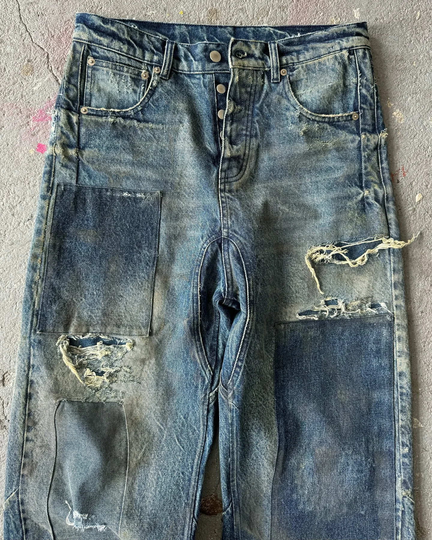 Salati Jeans Trousers Manufacturer Y2K Classic Selvedge Patchwork Straight Fit Wash Distressed Vintage Jeans Denim Pants for Men gallery 4