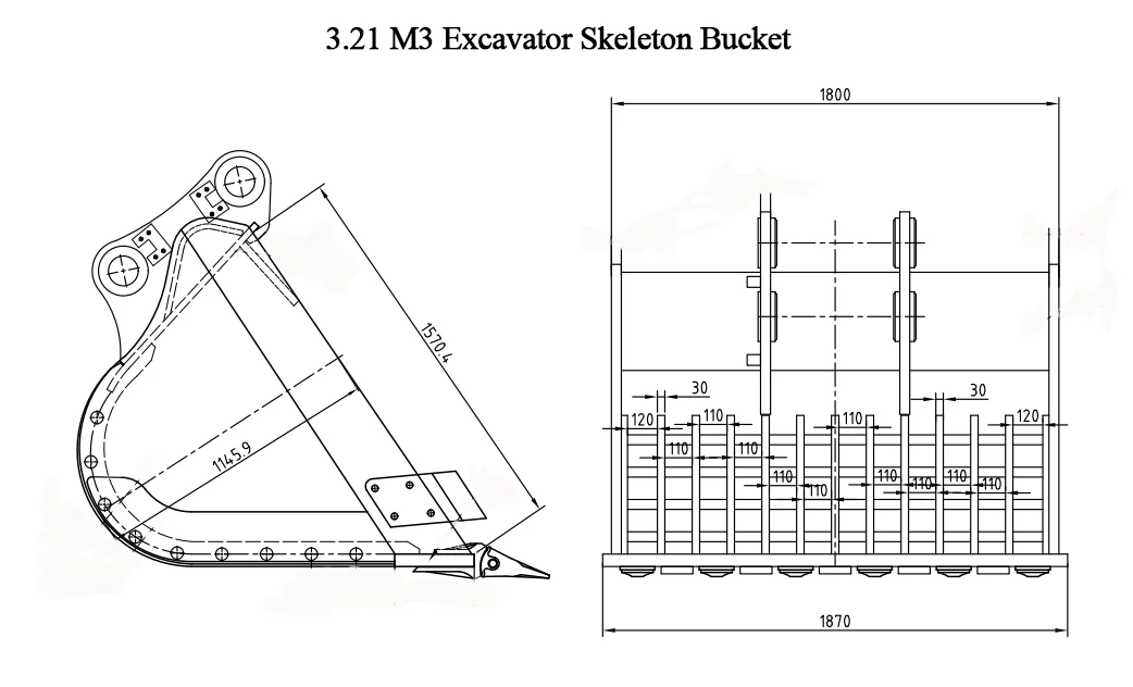 Q355B Material Excavator Skeleton Bucket Sieve Bucket Type for 1t-50t Excavator Suitable