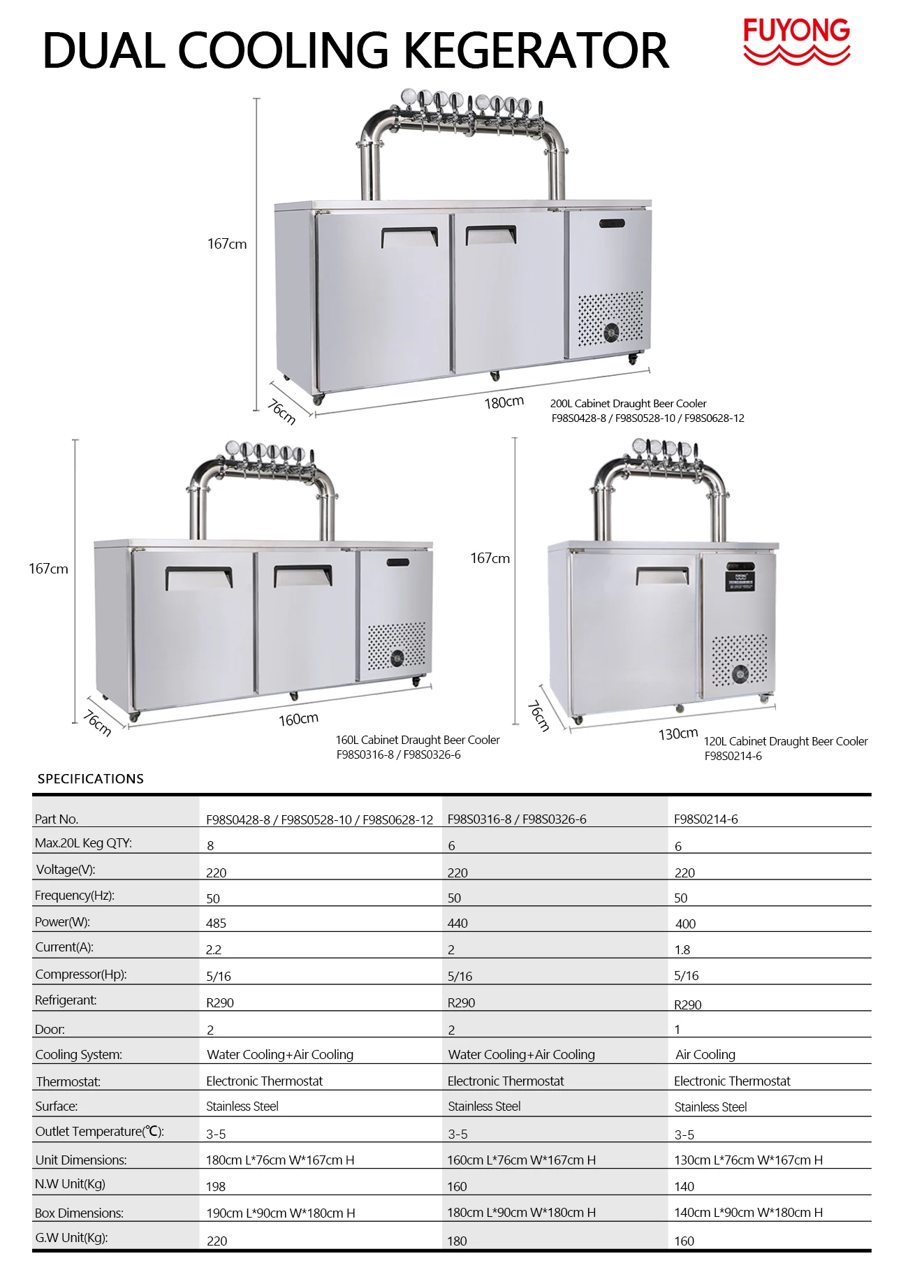 Commercial Stainless Steel Beer Cooler Kegs Fridge Digital Display Beer