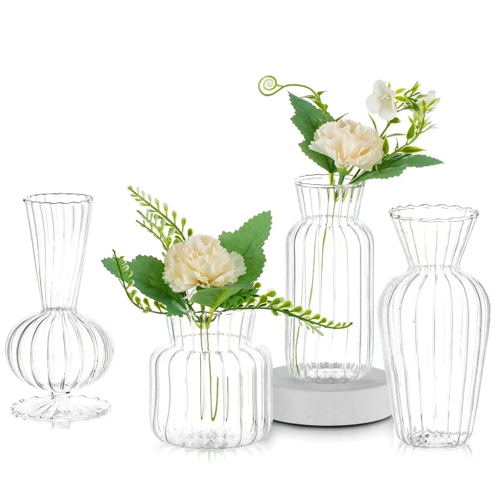 Wholesale Cylinder Ribbed Glass Bud Vase Wedding Small Single Mini Bud