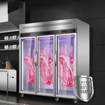 Stainless Steel Glass Meat Hanging Refrigerator Glass Meat Rack Fridge Meat Pork Beef Hanging Refrigerated With Free Hook