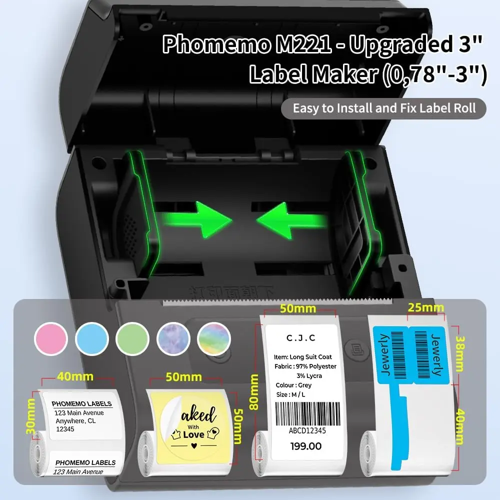 Phomemo M221 80mmラベルプリンター インクレス ステッカー 衣類 価格
