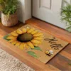 Sunflower-shaped imitation coconut fiber floor mat
