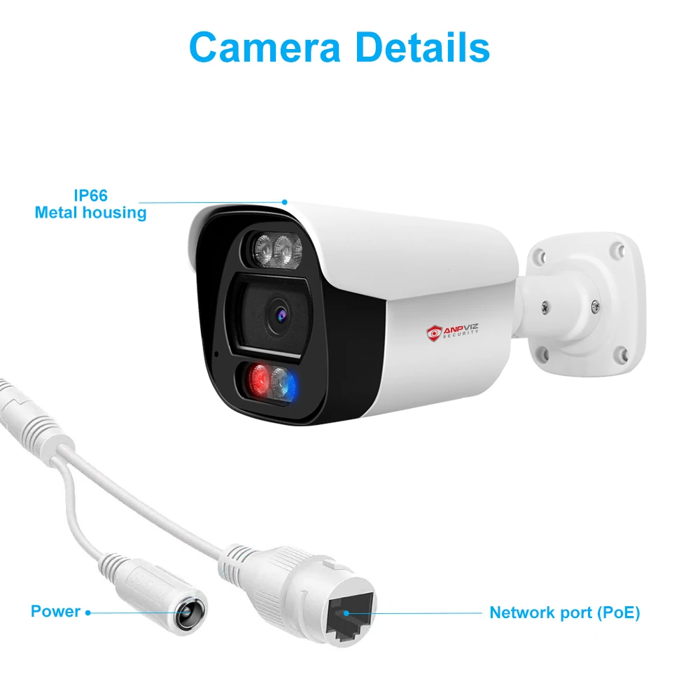 Anpviz 6mp Ip Camera Security Bullet Poe Outdoor Camera Smart Red And