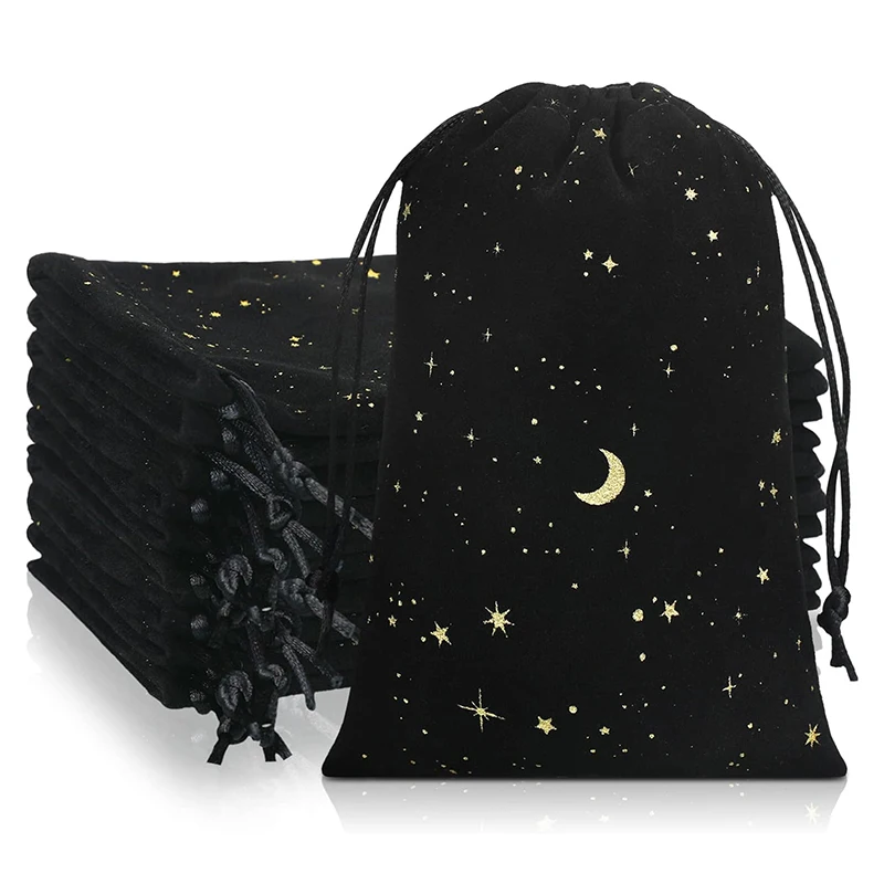 Multi Colors Drawstring Velvet Moon Star Pouches Jewelry Gift Packaging Bags