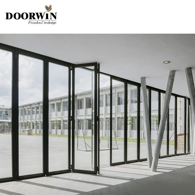 Top Quality Security Aluminum Doors For Houses Hurricane Impact Large Size Multi Panel Folding Exterior Doors