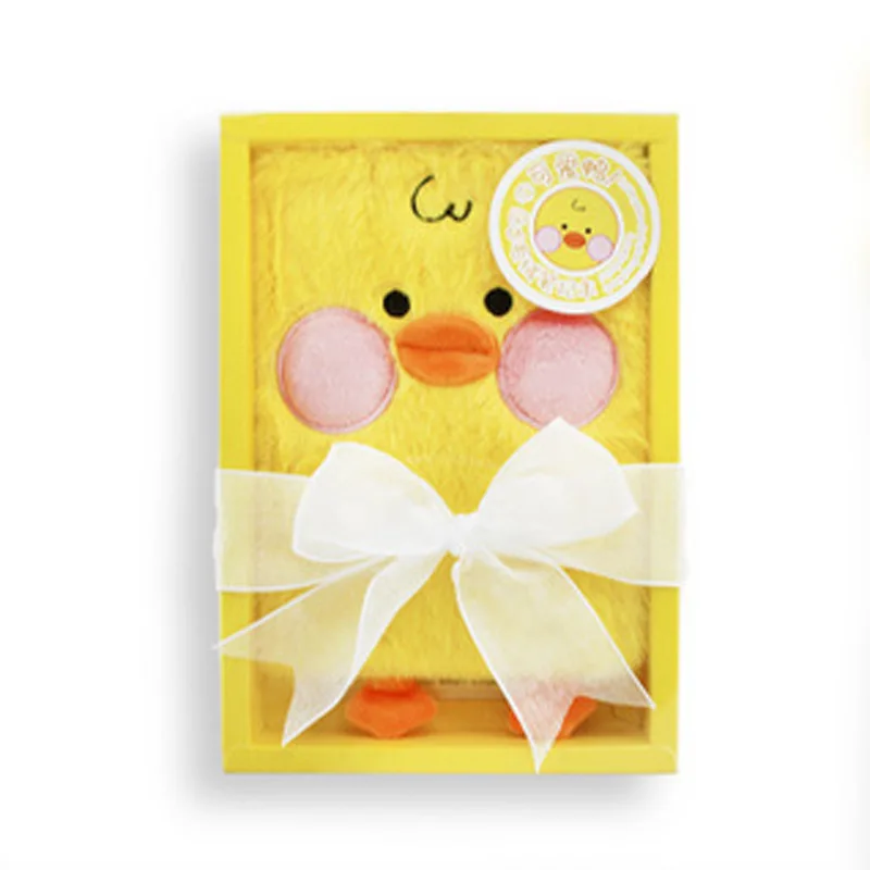 2023 милый дневник с желтой уткой плюшевый мультяшный блокнот мягкая игрушка подарок на день рождения набор коробкой для детей