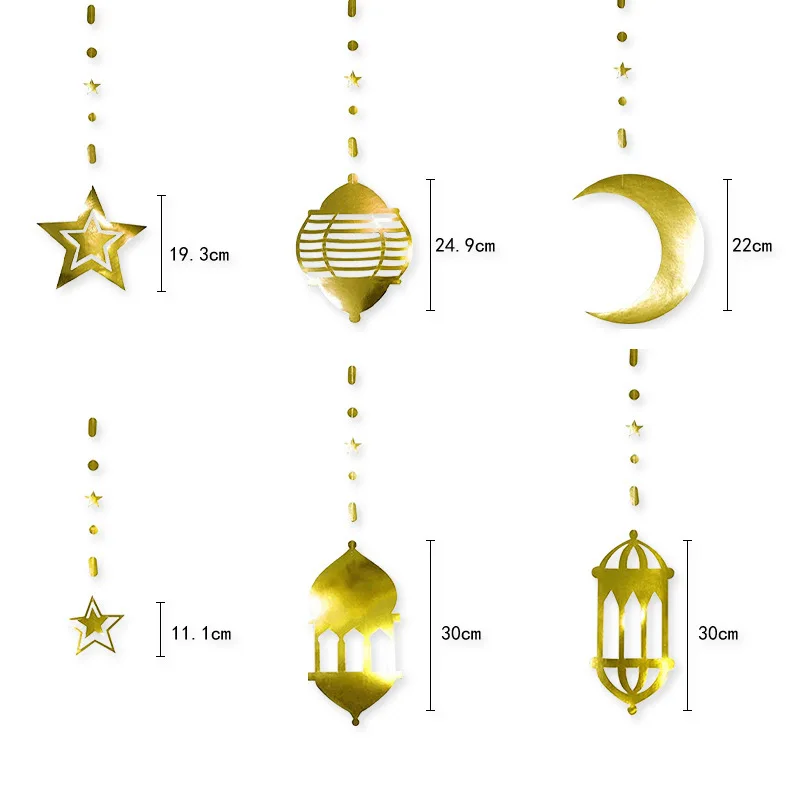 Iridescent Star Moon Lantern Garland Holographic EID Decoration Home ...