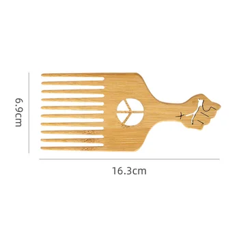 Amazon Hot Selling Custom Logos Wooden Bamboo Detangling Comb Hair Afro Pick Comb For Travel
