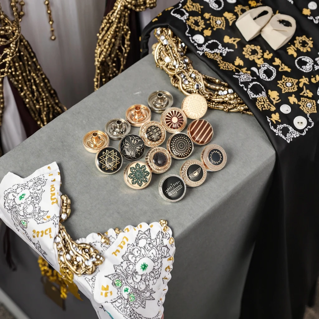 Custom Thobe with logo Zinc Alloy Snap Button square Zinc Alloy