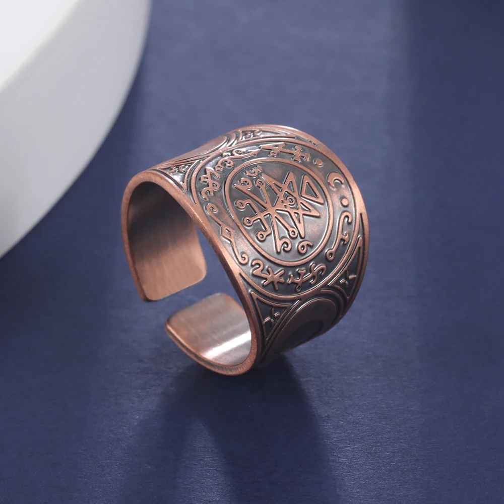 Seal of the 7 Archangels Protection Ring Amulet Metatron Cube Lilith Symbol the Secrets of King Solomon Vintage Jewelry