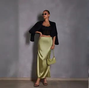 2025 Spring and Summer New Fish Tail Satin Fashion Casual Half Skirt