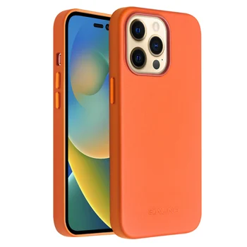 2024 QIALINO Premium Official Handmade Genuine Leather Back Cover for iphone 14 Pro Wireless Charge