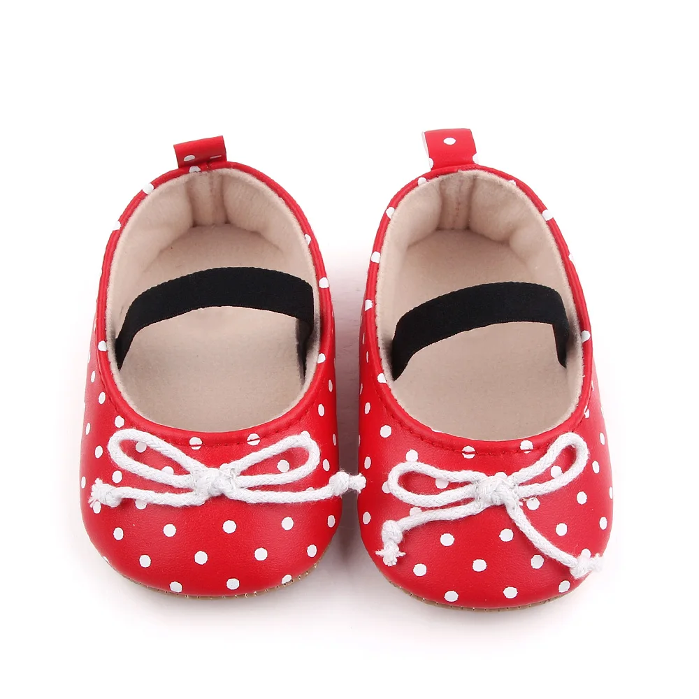 Wholesale polka dot baby princess shoes girls cute bow-knot toddler shoes details