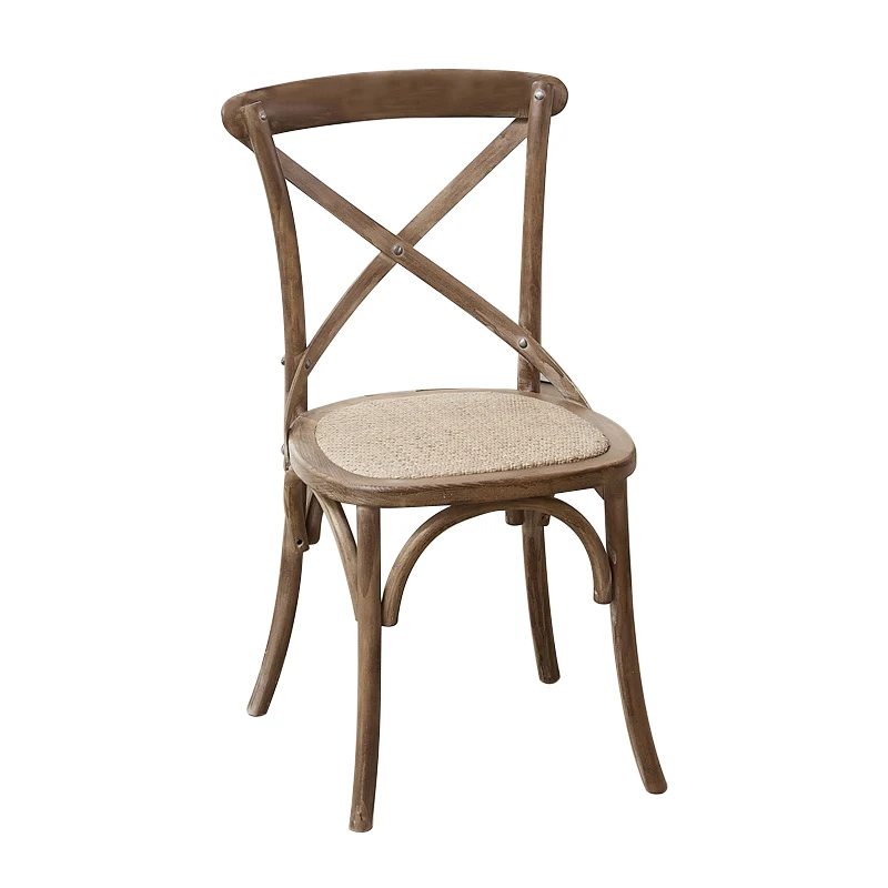 Vintage Wooden Cross Back Dining Chairs Banquet Chairs Wedding Chair With Rattan Cushion - Buy ...