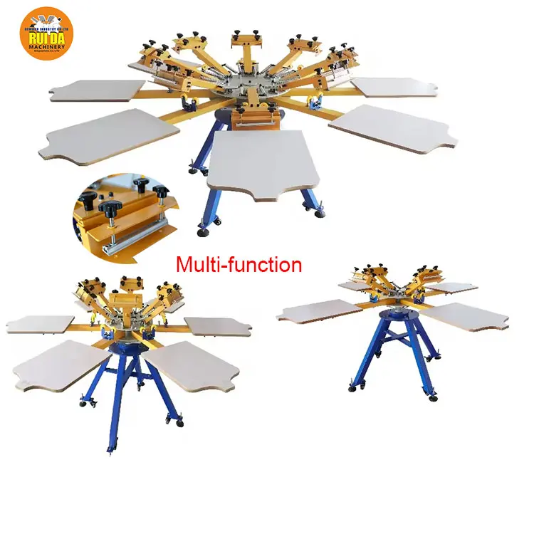 Multi Color 8 Color 8 Station Manual Silk Screen Printing Press Machine Manufacturer Equipment for Sale