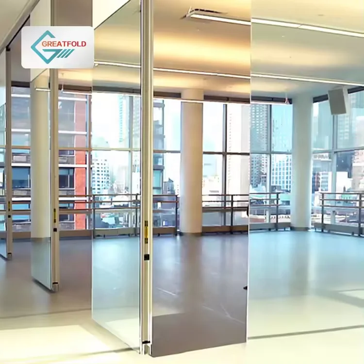 Mirror Operable Stacking Folding Partition Walls Sliding Partition Dancing Studio Rooms Partition Price
